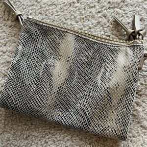 Tan and Black snack skin over the shoulder purse